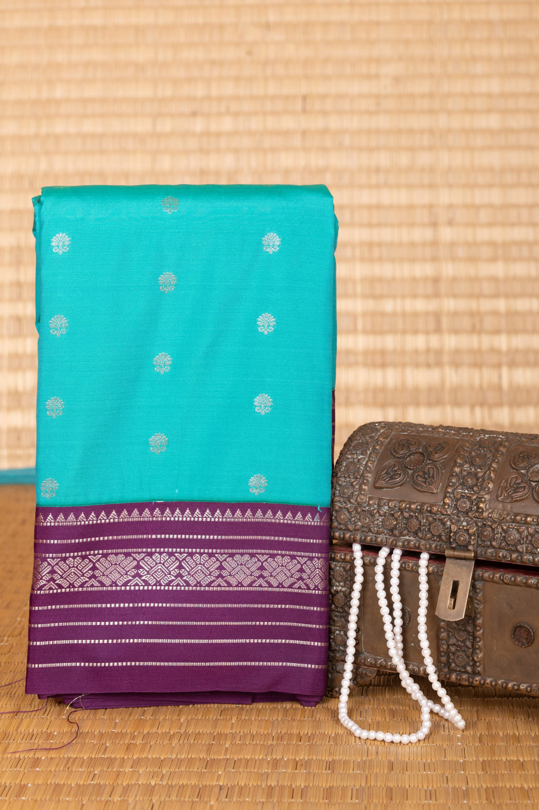 Rama Blue and Purple Korvai semi silk saree