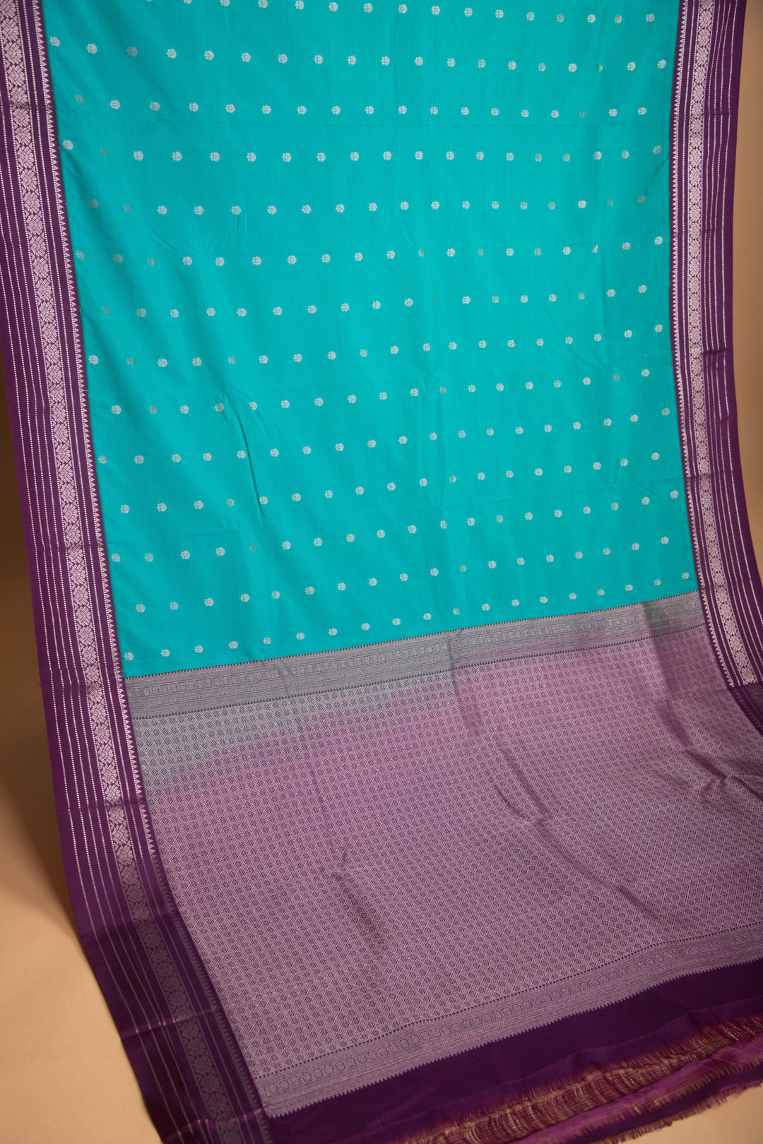 Rama Blue and Purple Korvai semi silk saree