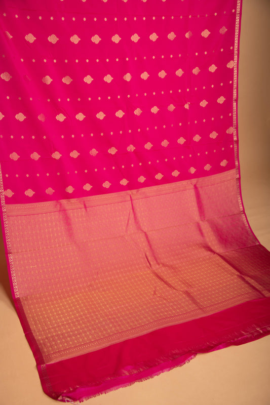 Magenta  Borderless semi silk saree