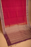 Dual Tone Maroon Striped soft silk saree