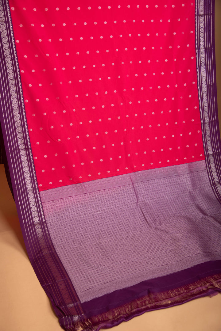 Dual Tone Pink and Purple Butta semi silk saree