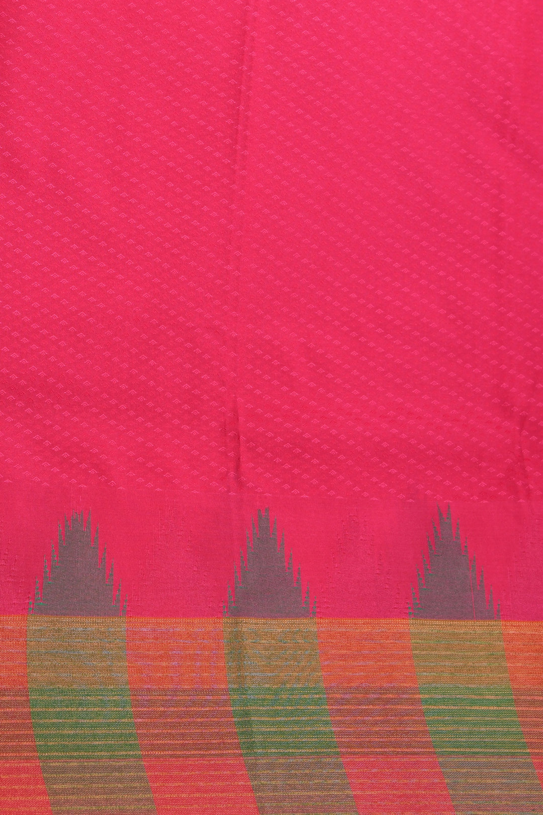 Black and Rani Pink Temple Border semi silk saree