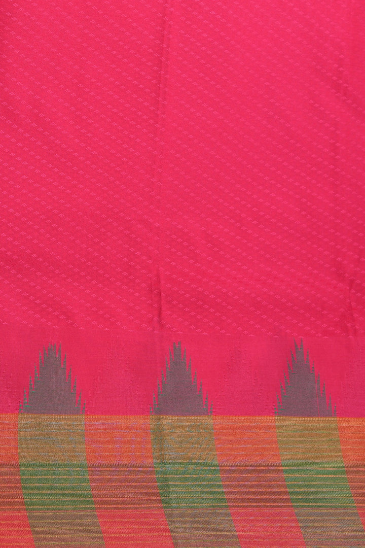 Black and Rani Pink Temple Border semi silk saree