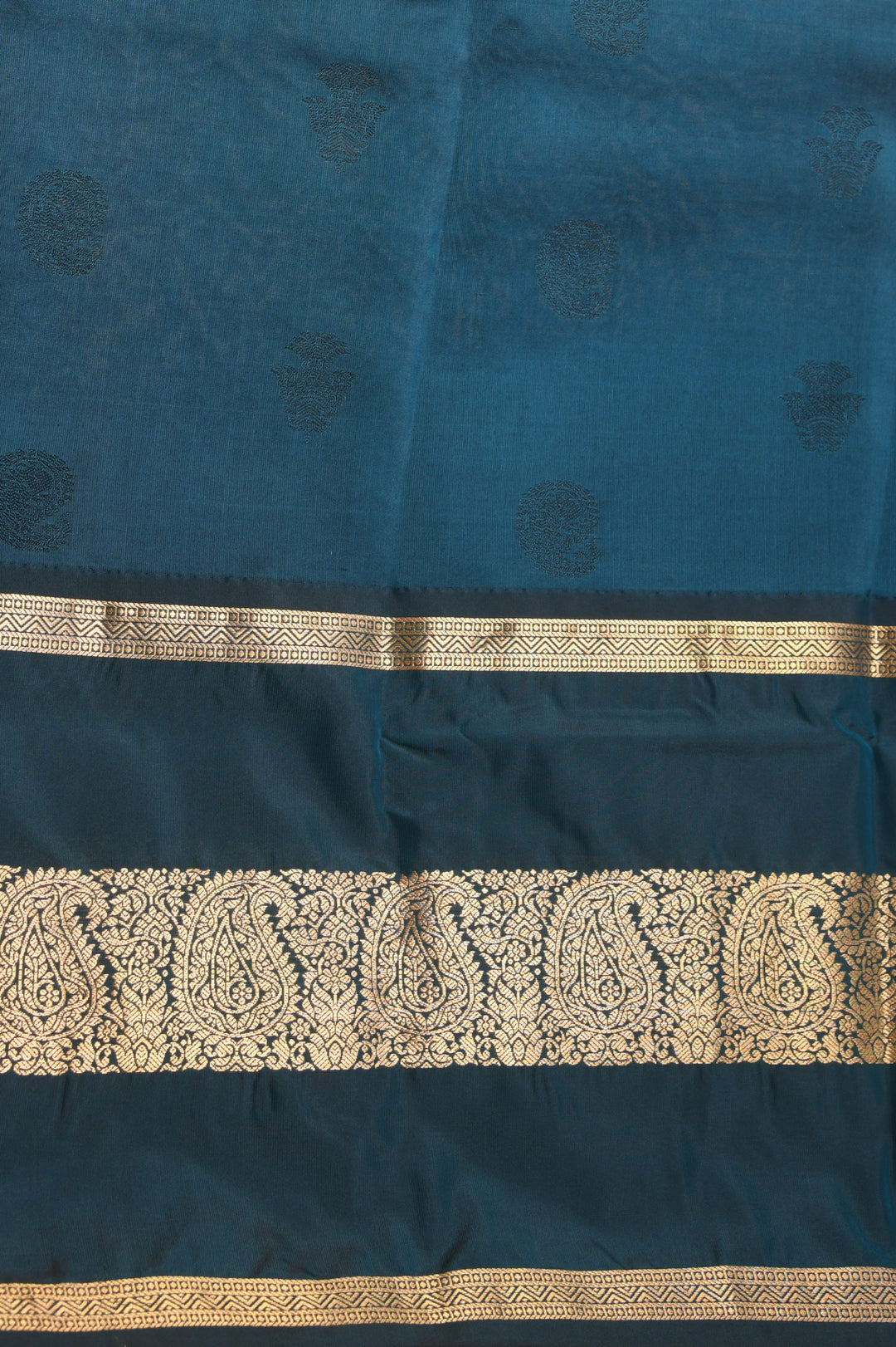 Peacock Green Traditional Big Border Pure Touch silk saree