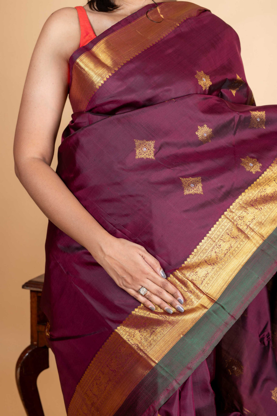 Wine purple pattu saree