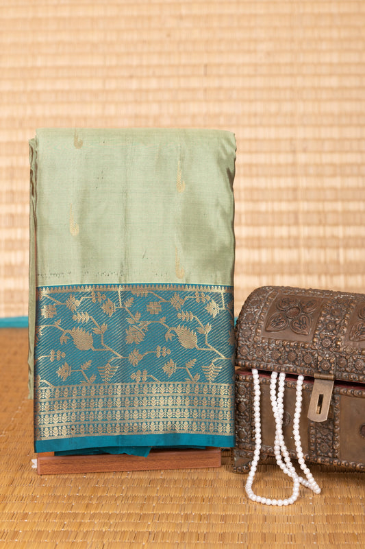 Basil Green and Teal Green Pure Touch silk saree
