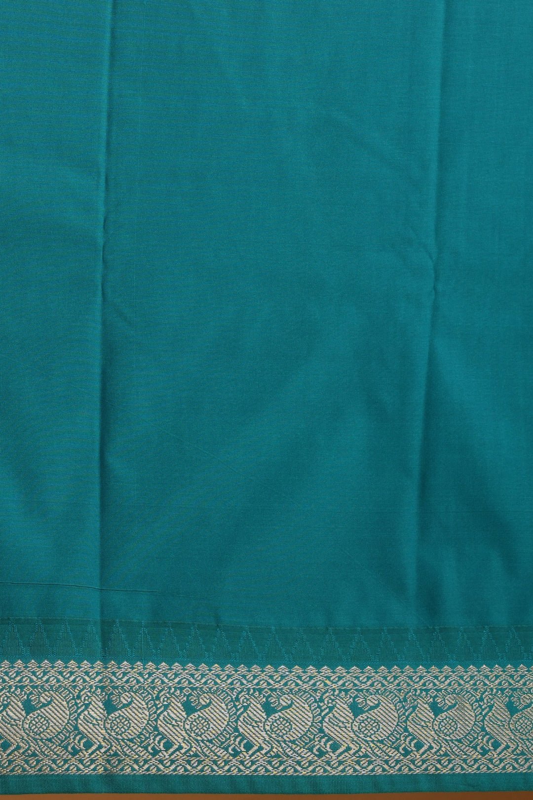 Dual Tone Orange and Teal Green Small Border semi silk saree