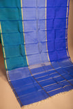 Blue Light Blue and Teal Blue Mubbagam pure kanchi silk saree