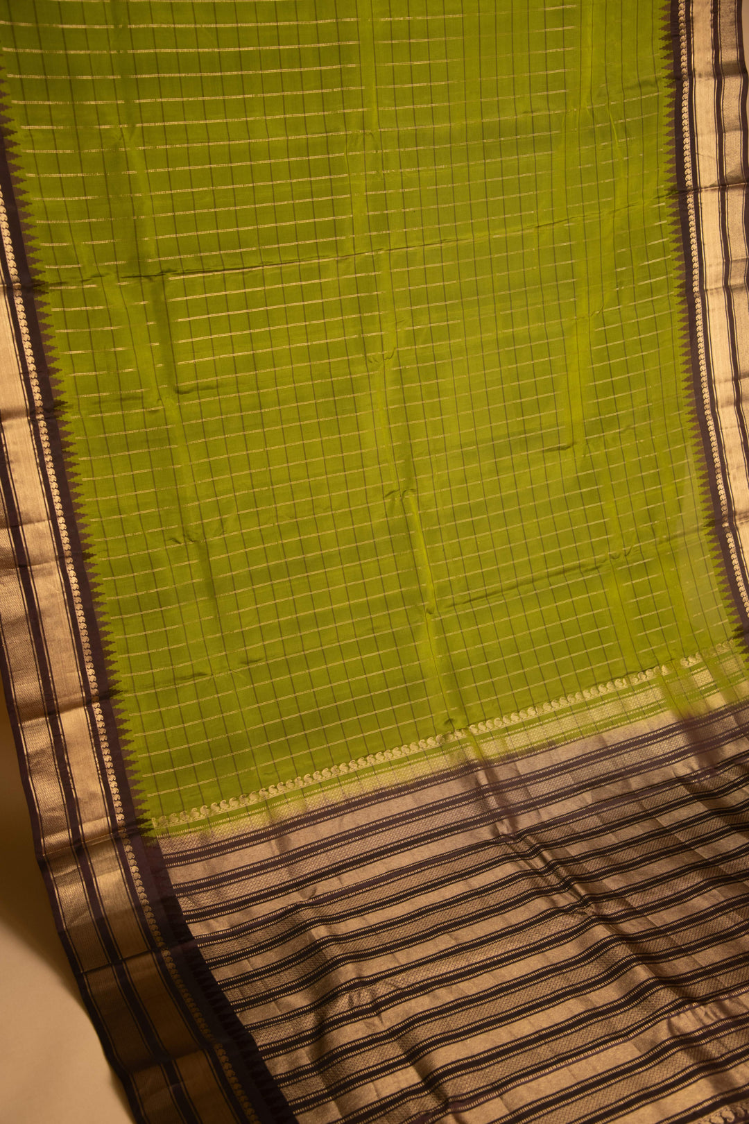 Sheen green and coffee brown pure touch silk saree