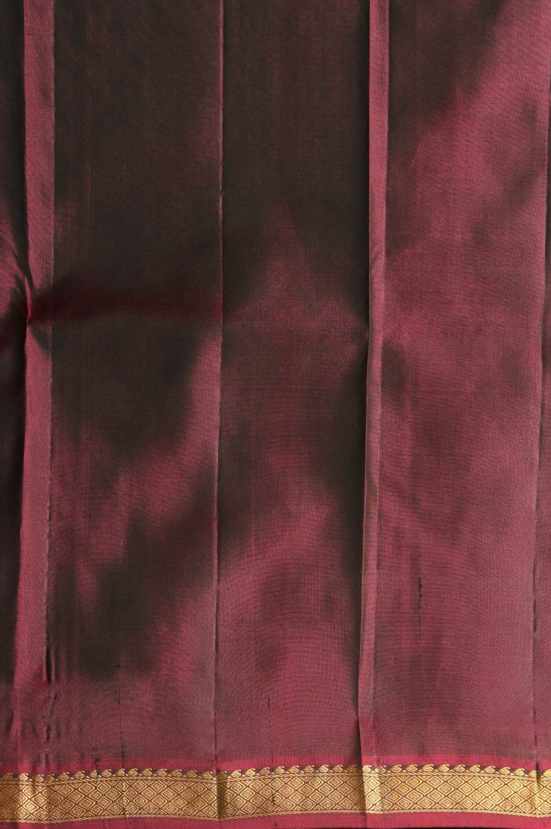 Dark green and purple small border pure kanchi silk saree