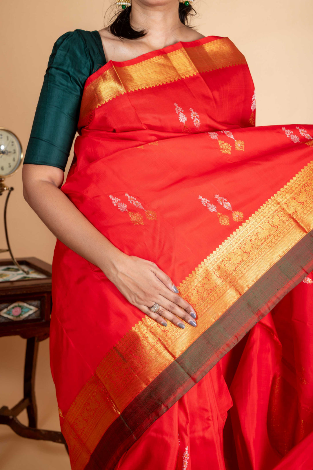 Red Designer Weave Pure Silk Saree