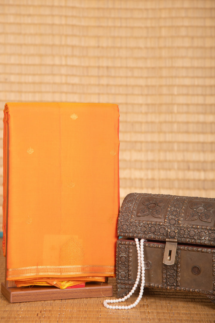 Coral orange pure touch silk saree