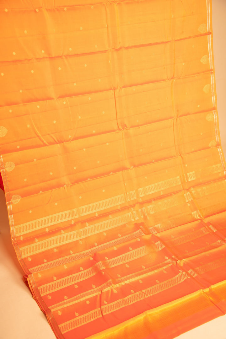 Coral orange pure touch silk saree