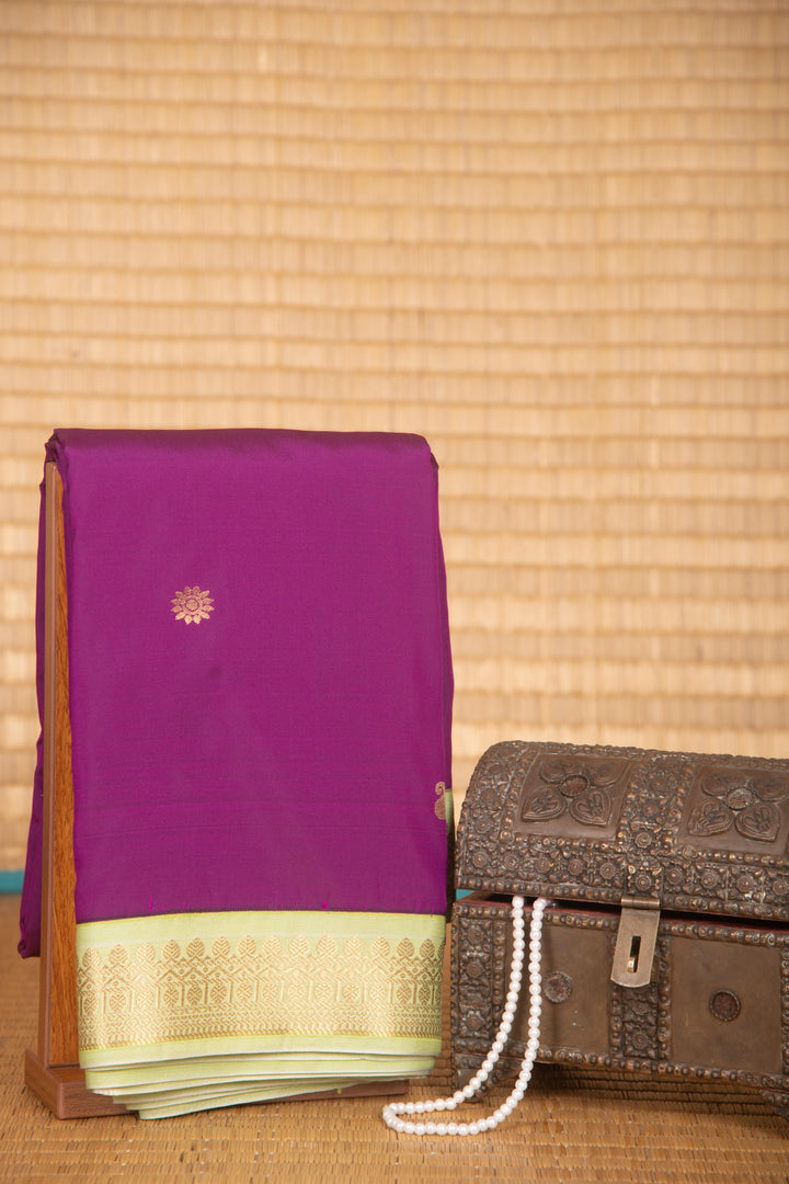 Russian violet and pastel green semi silk saree