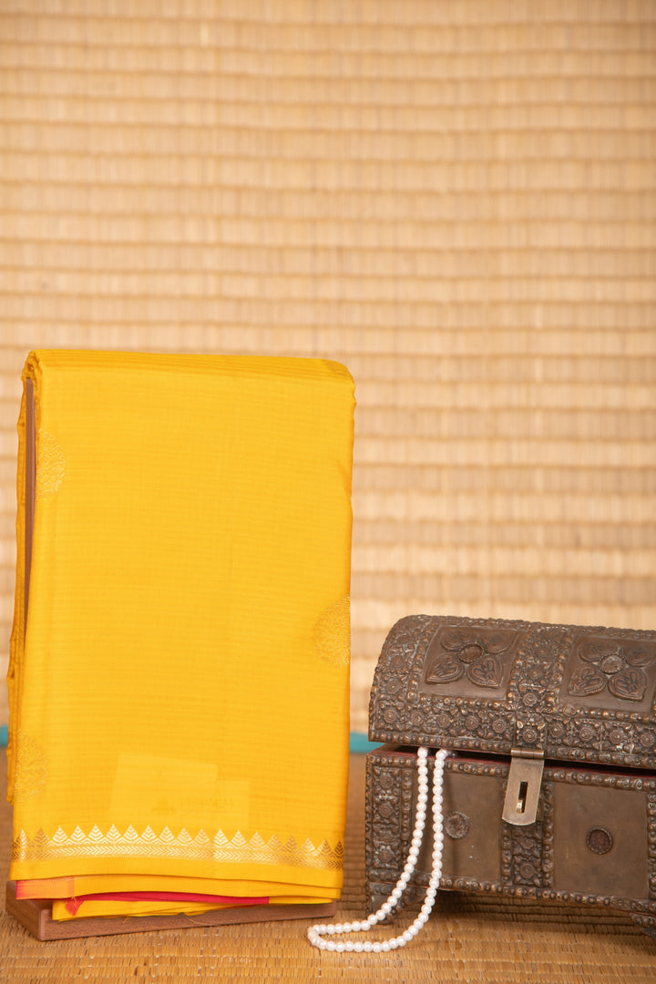 Ducky yellow and pink pure touch silk saree