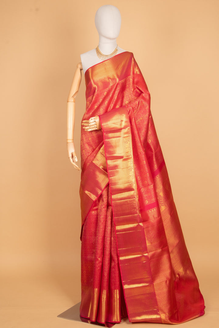 Dual tone pink bridal silk saree