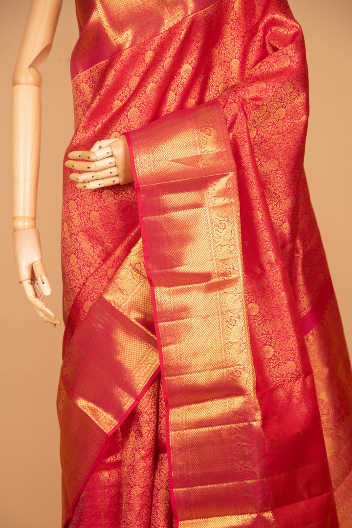 Dual tone pink bridal silk saree