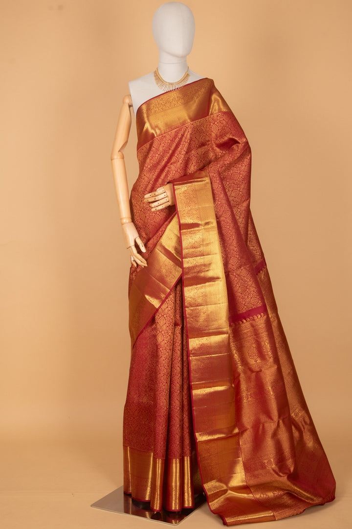 Maroon bridal pure kanchipuram silk saree