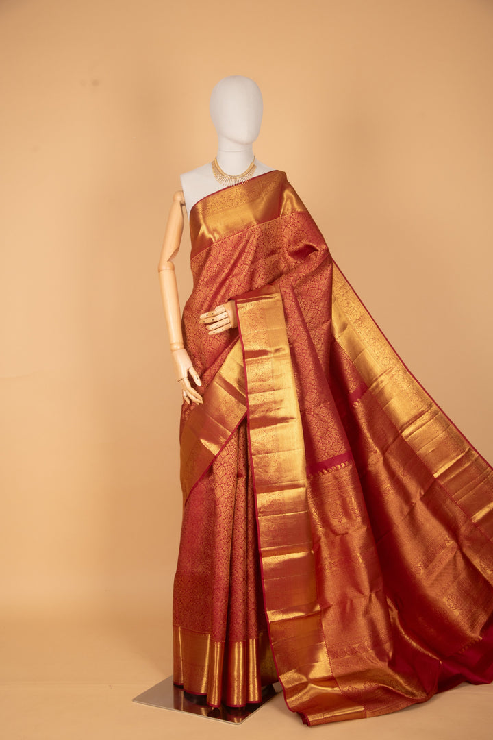 Maroon bridal pure kanchipuram silk saree