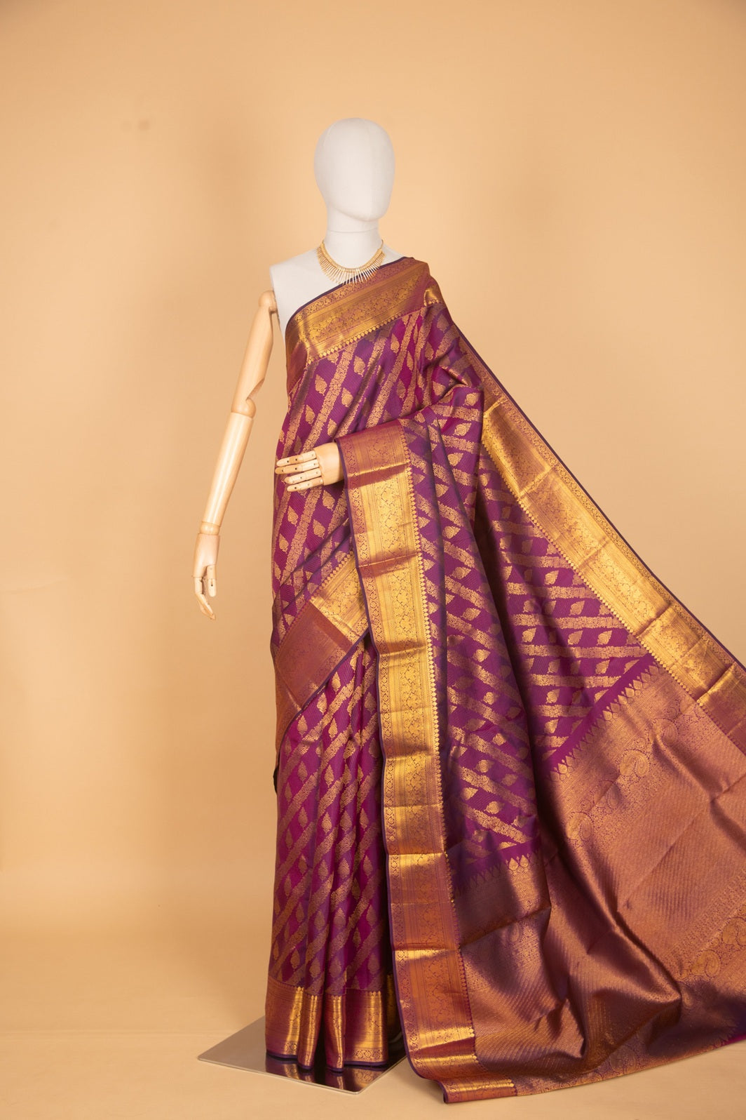 Jam purple bridal silk saree