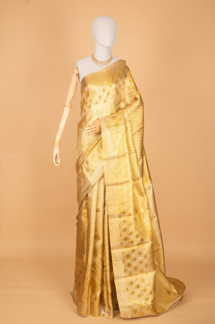 Golden tissue bridal silk saree