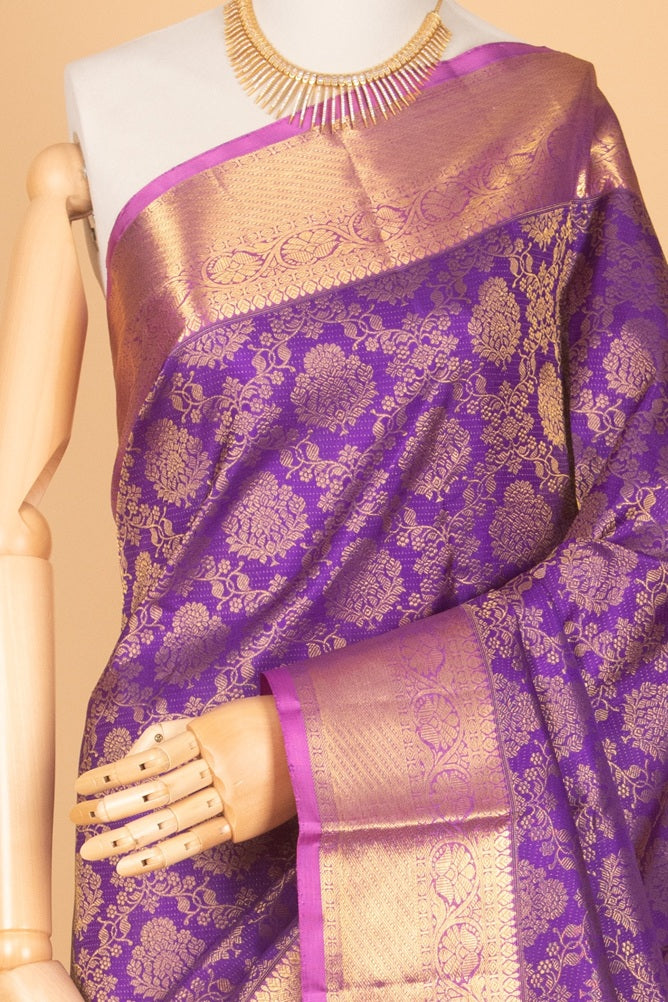 Electric purple brocade silk saree