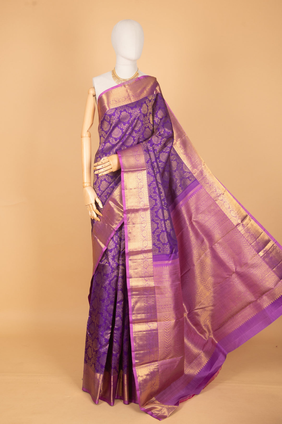 Electric purple brocade silk saree