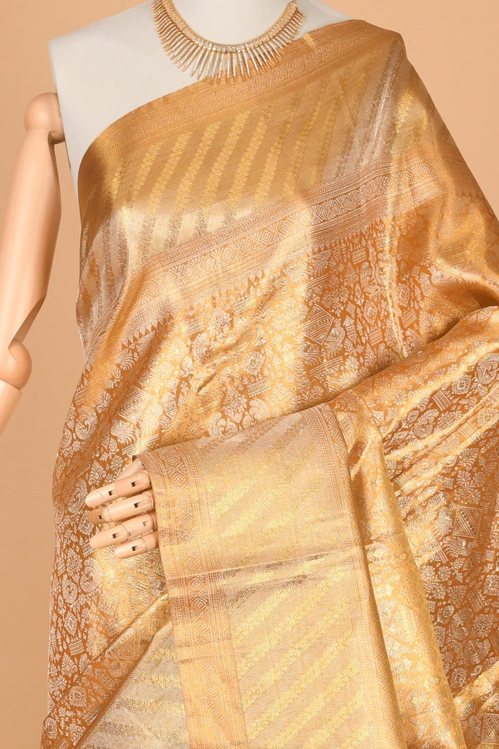 Golden tissue designer kanjivaram silk saree