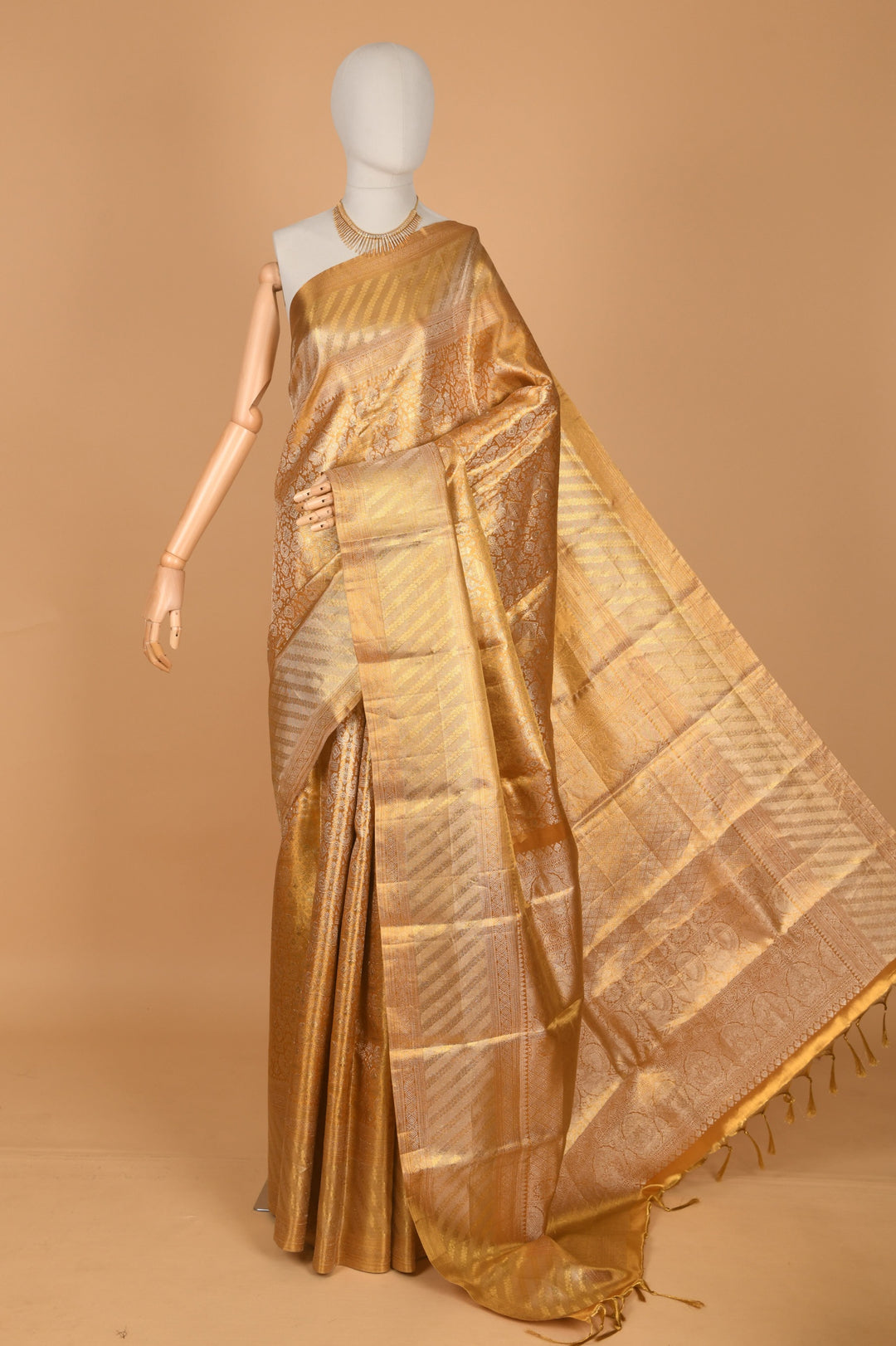 Golden tissue designer kanjivaram silk saree