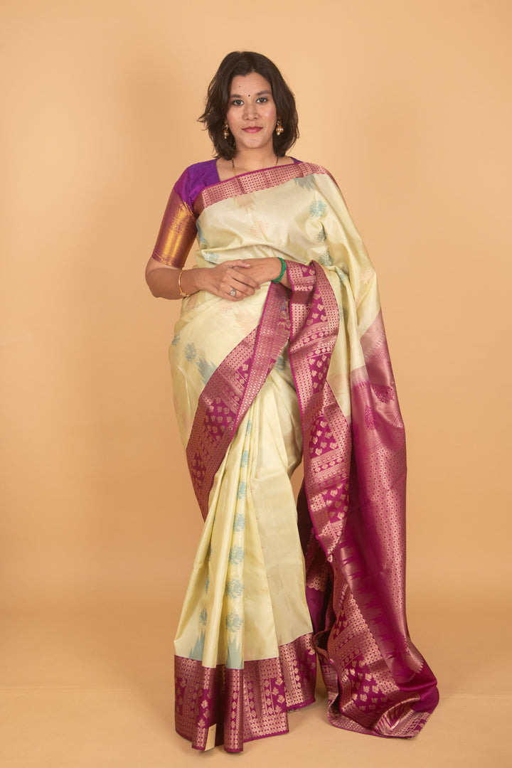 Gin green designer korvai silk saree