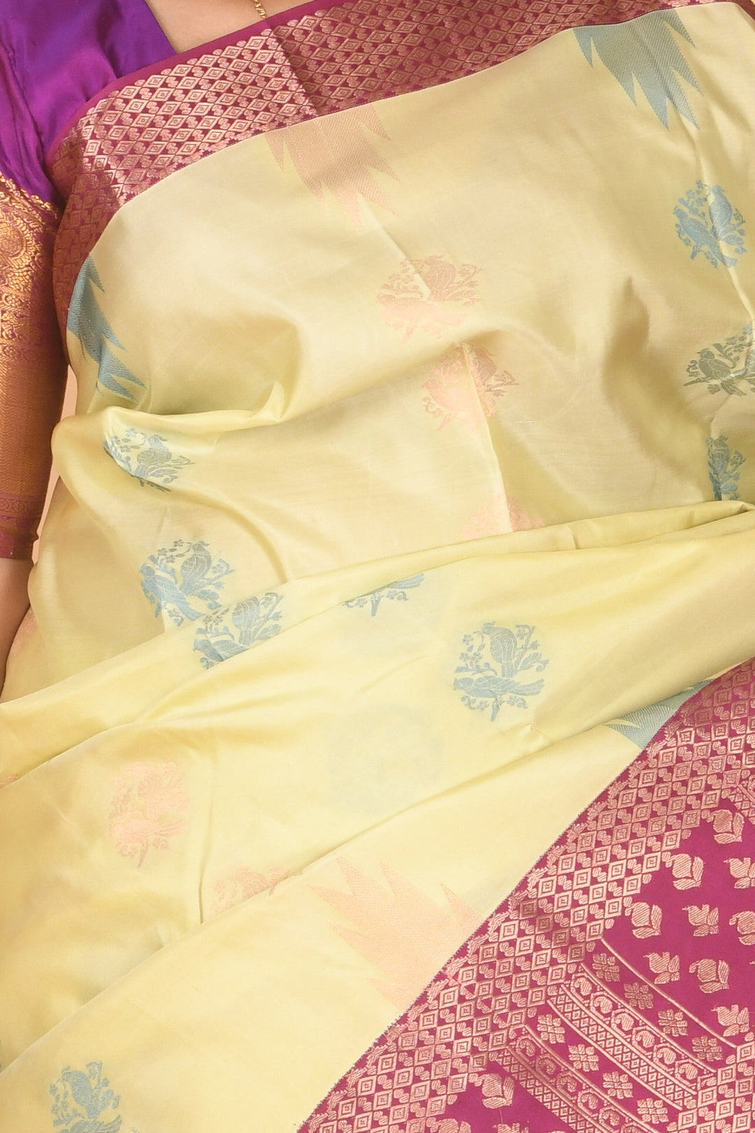 Gin green designer korvai silk saree