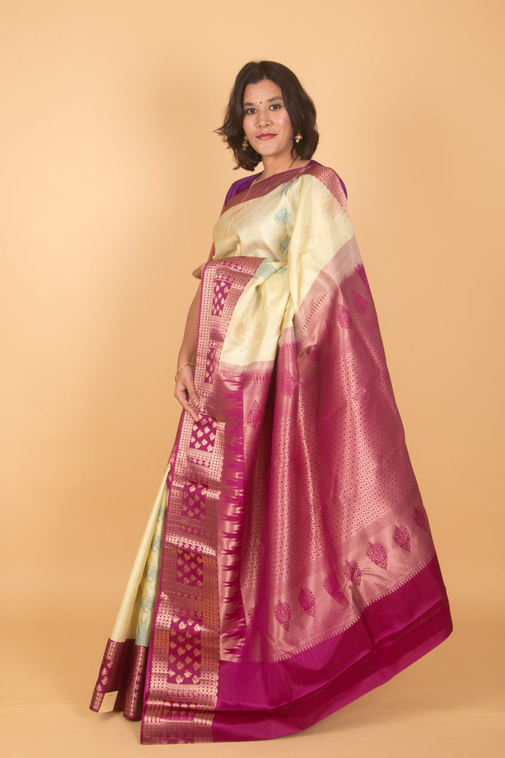 Gin green designer korvai silk saree