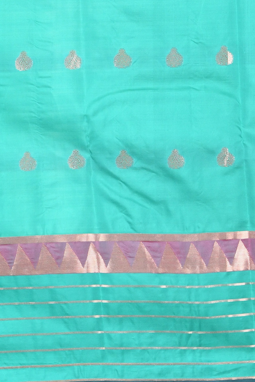 Offwhite and turquoise kanchi silk saree