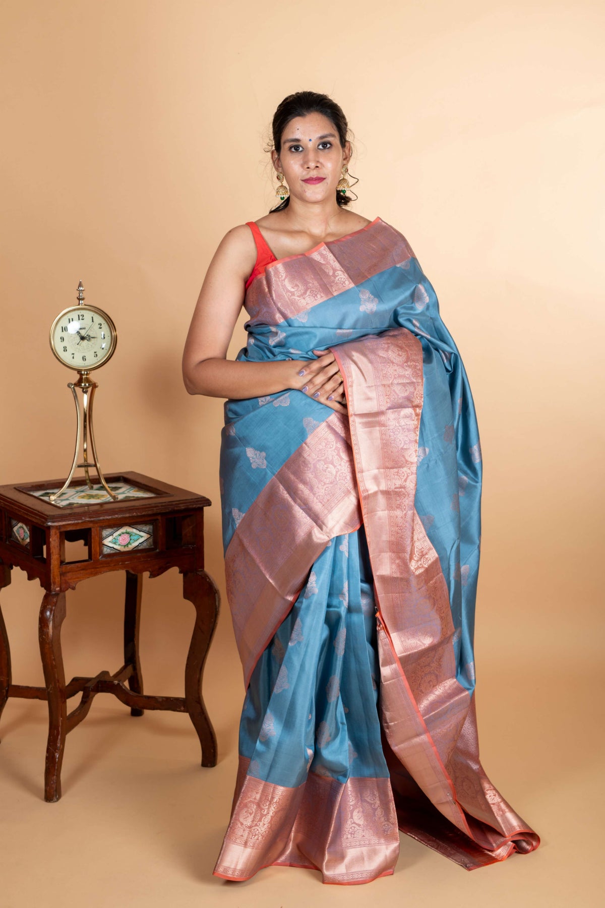 Grey kanjivaram silk saree