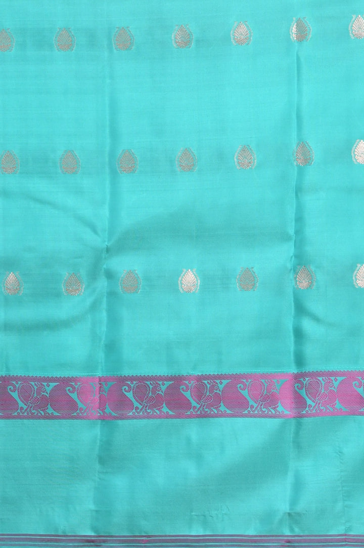 Yellow and turquoise kanchi silk saree