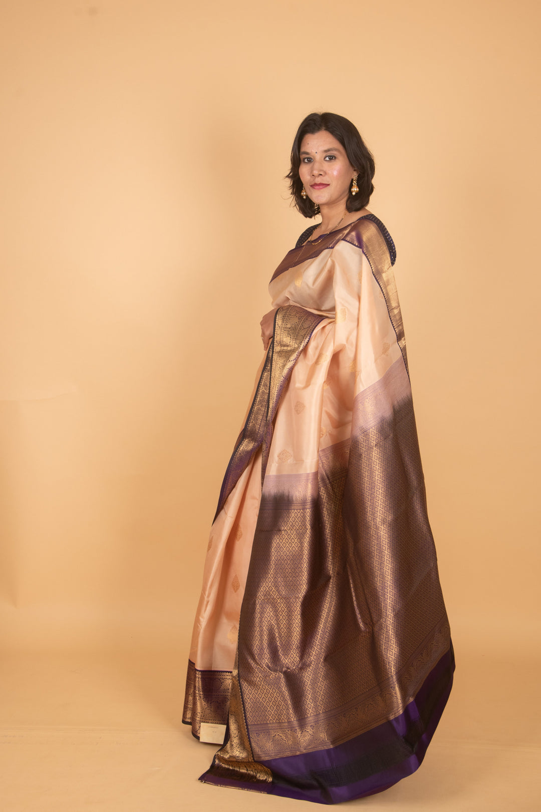 Coconut milk white and blue korvai silk saree