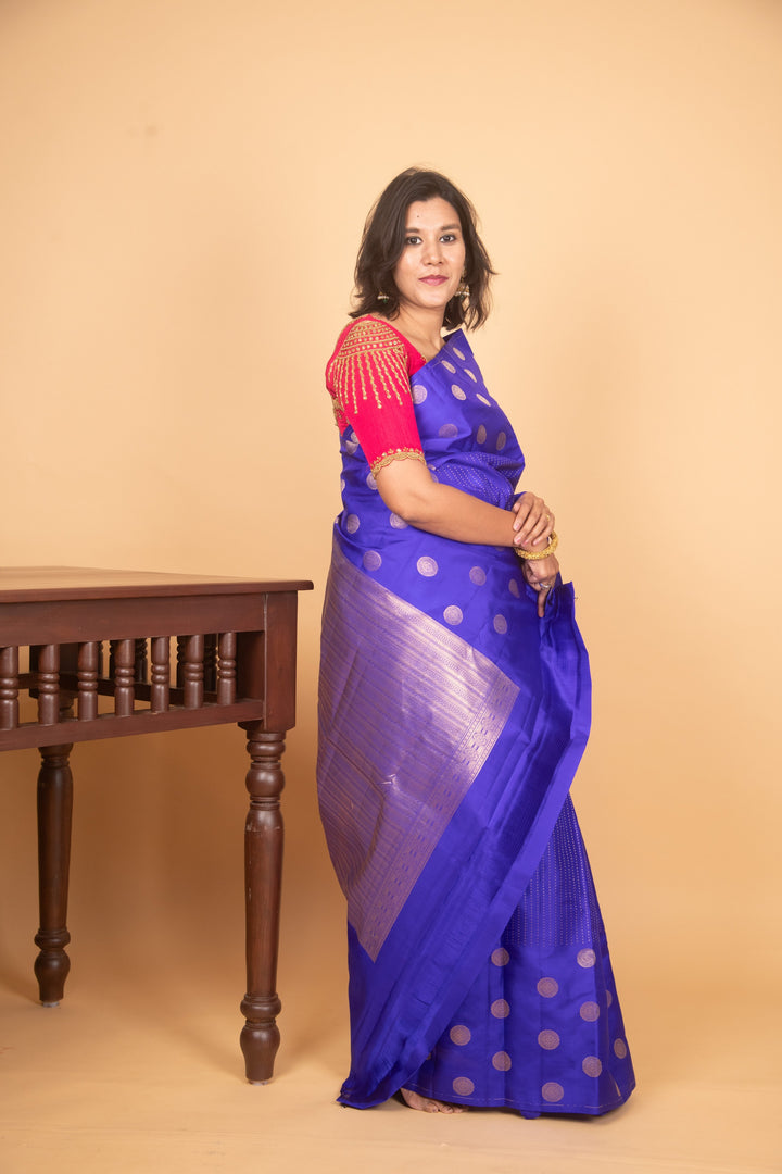 Blue designer kanjivaram silk saree