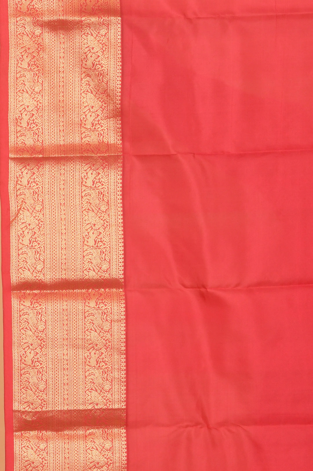 Gin green and red korvai silk saree