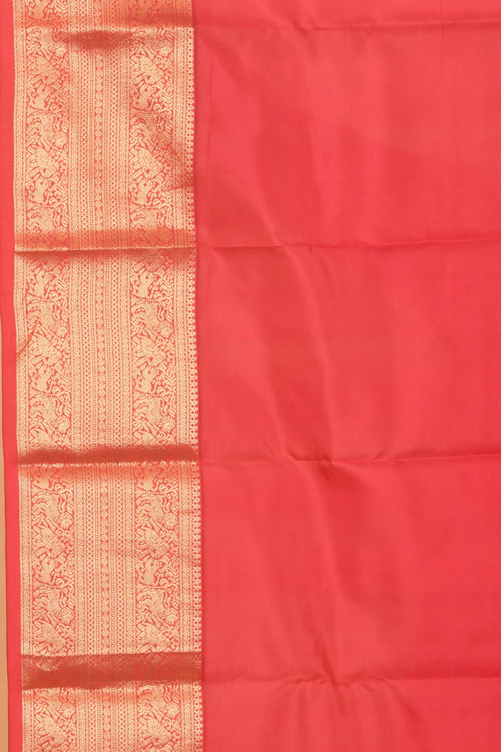 Gin green and red korvai silk saree