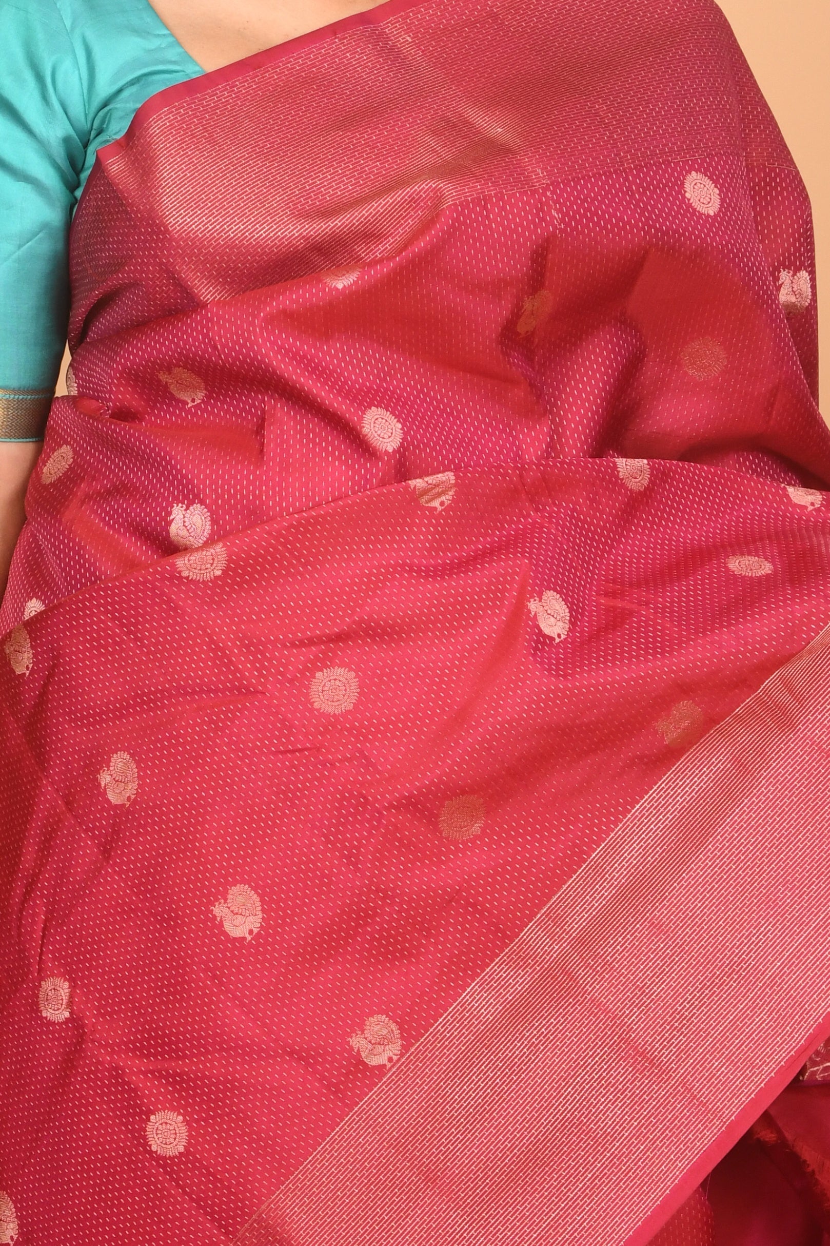 Magenta pure kanchi silk saree