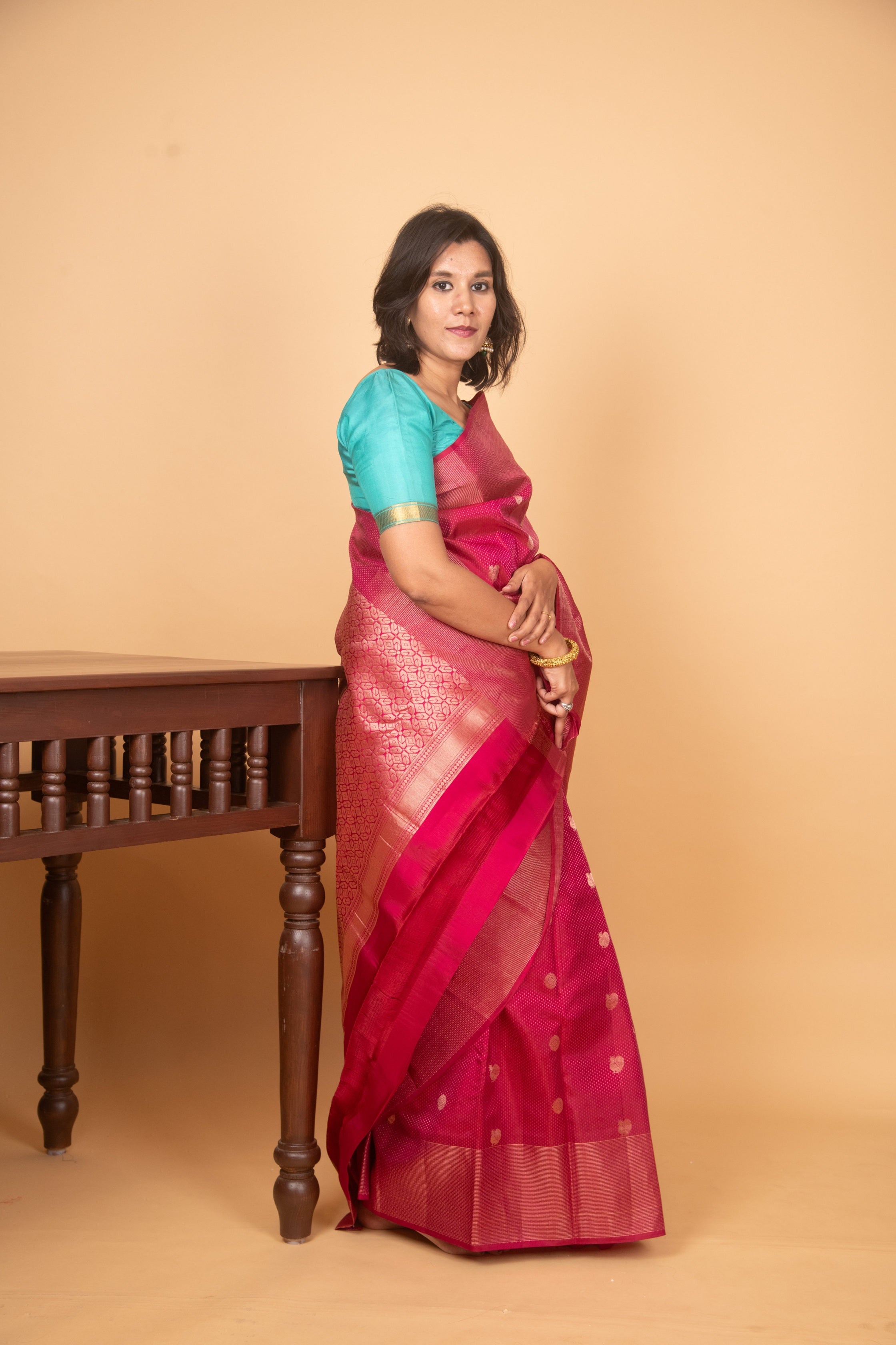 Magenta pure kanchi silk saree