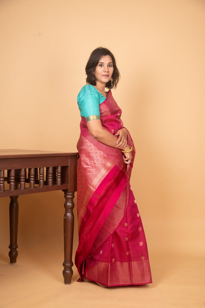 Magenta pure kanchi silk saree