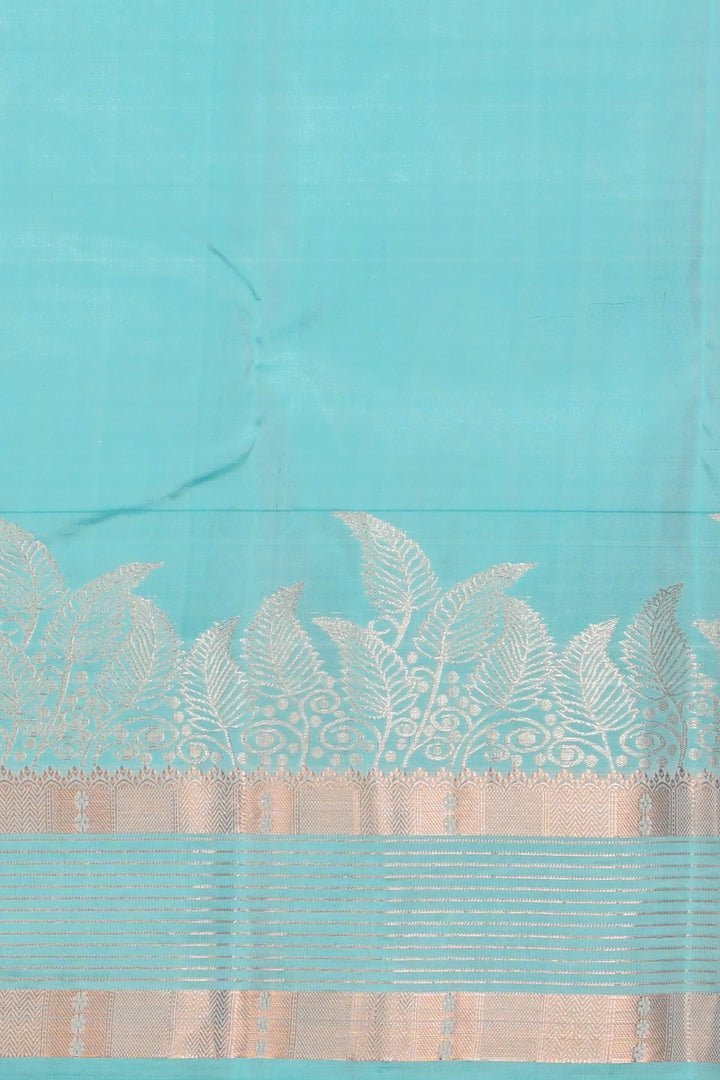 Daisy white and baby blue silk saree