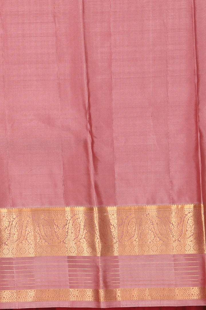 Blush red and mauve pure silk saree
