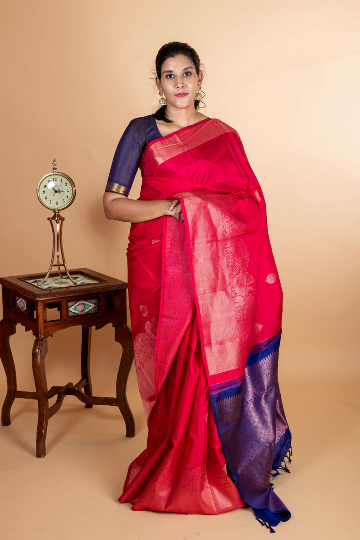 Majenta designer kanjivaram silk saree