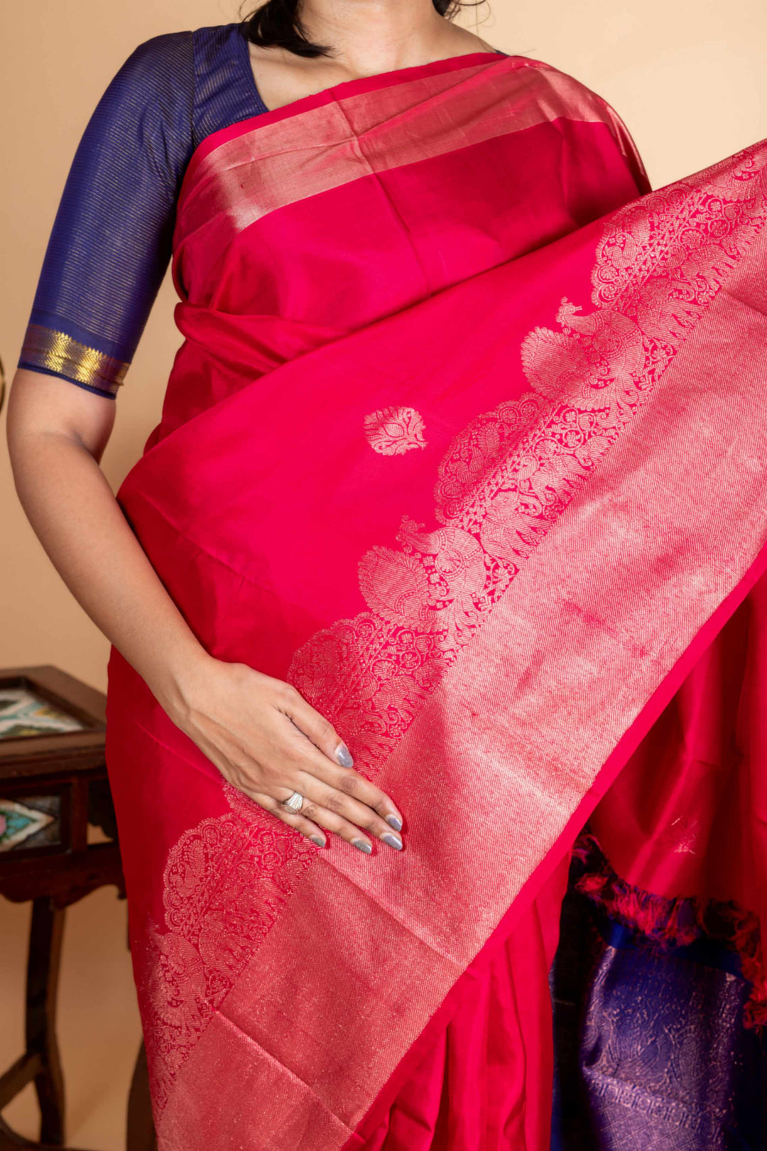 Majenta designer kanjivaram silk saree