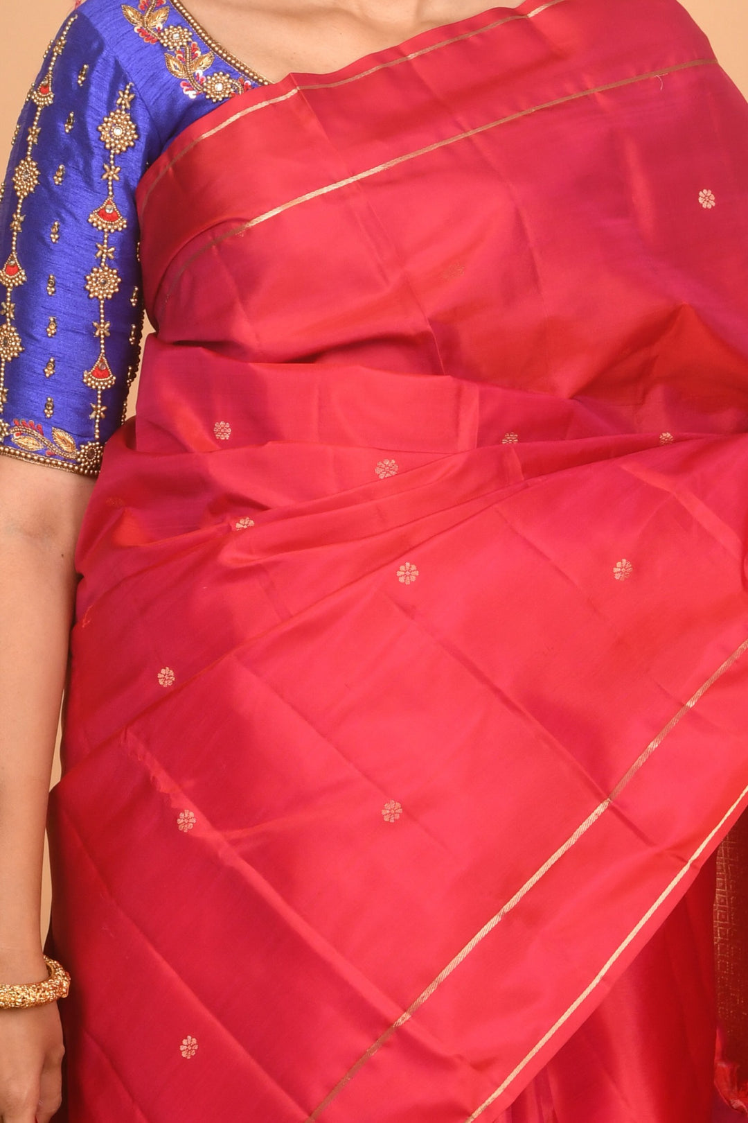 Budrose pink retta pettu pure silk saree