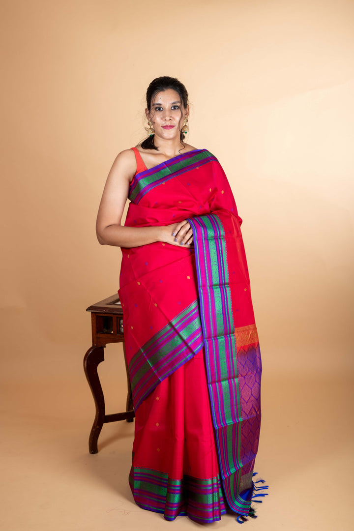 Majenta no-zari kanjivaram silk saree