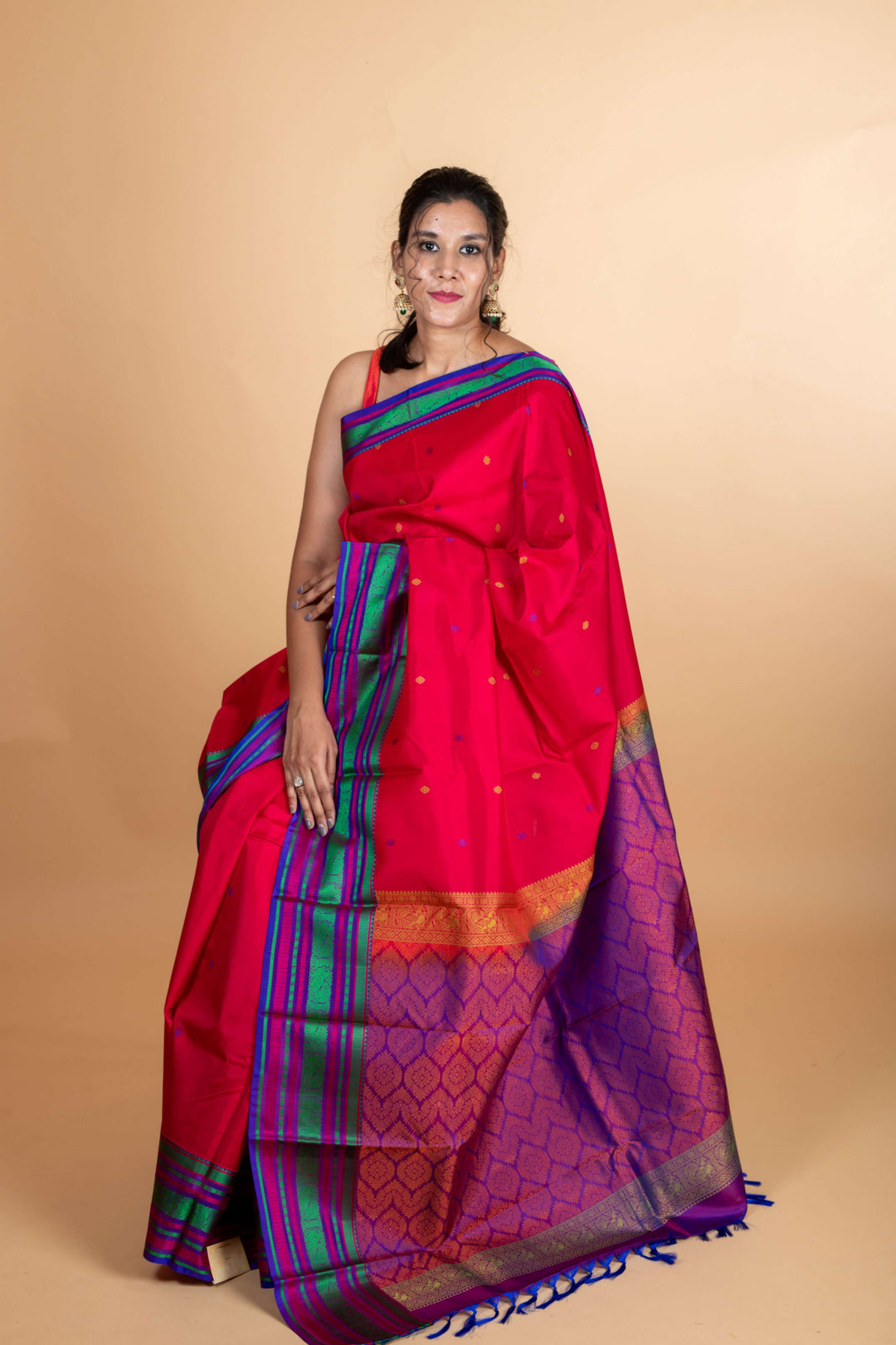 Majenta no-zari kanjivaram silk saree