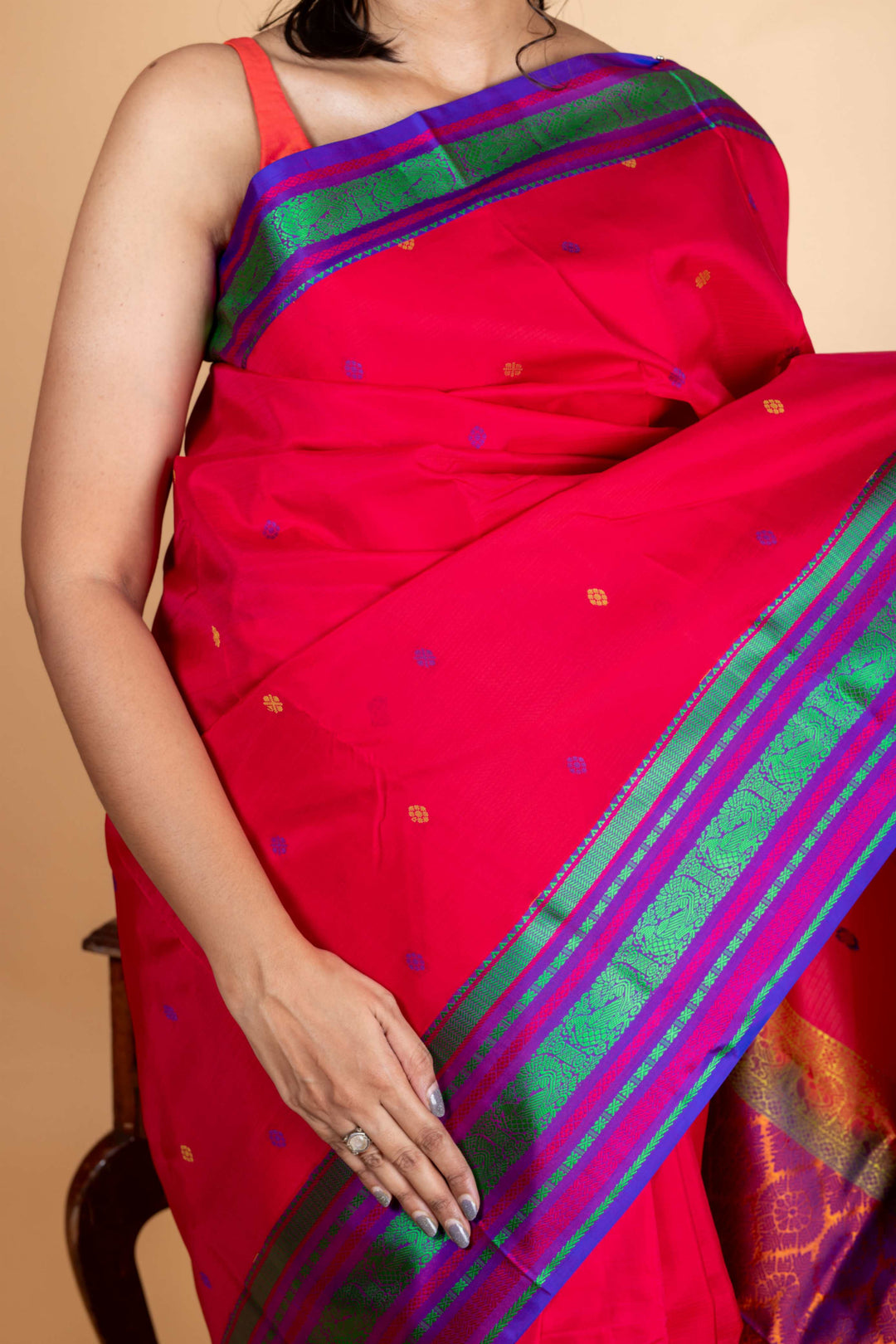 Majenta no-zari kanjivaram silk saree
